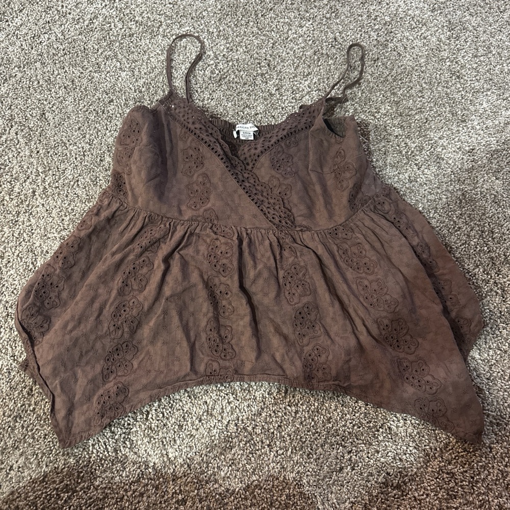 American Eagle Outfitters Brown Camisole with Lace Detail